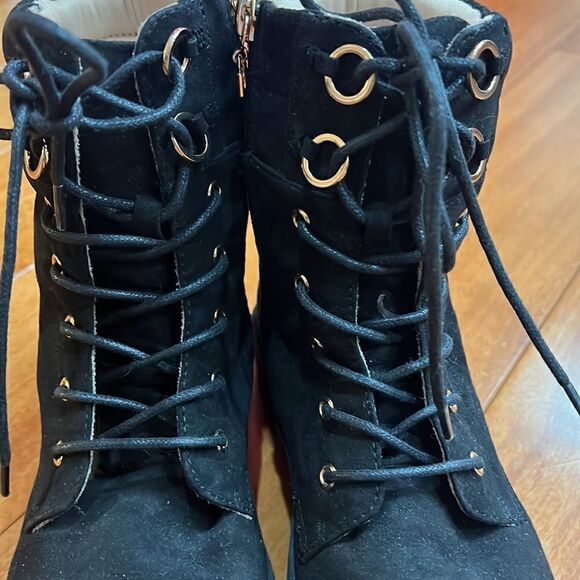 Stuart Weitzman Black faux Suede Combat Boots - Luge Lexy size 3 - Picture 3 of 9
